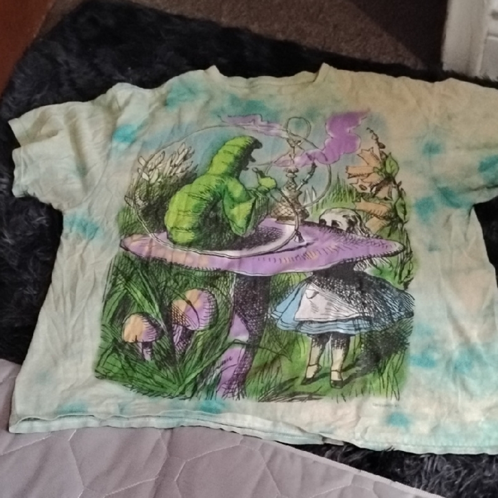 Men's Vintage XL Liquid Blue Alice In Wonderland Tie-dyed Shirt
